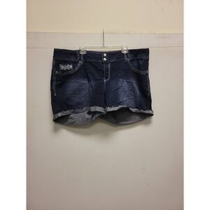 Series Jeans Shorts Womens Size 24 Blue Denim Floral Pockets Cuffed Hem Sexy